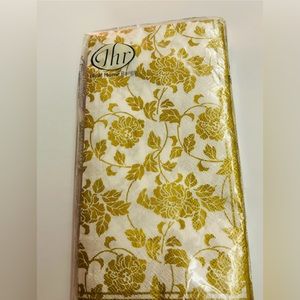 New 16 Napkins "Bloom" White Gold 3 Ply 8 5/8" x 4 3/8" made in Germany